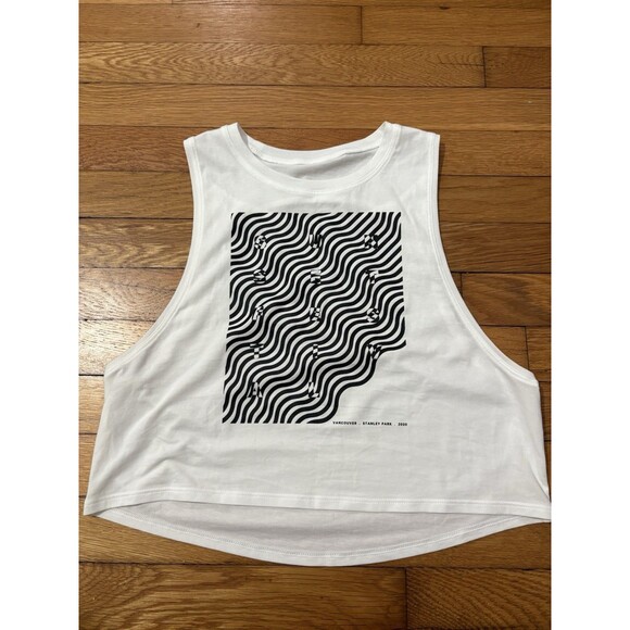 Lululemon Size 4 Cut Back Crop Tank White Seawheeze - Picture 2 of 4